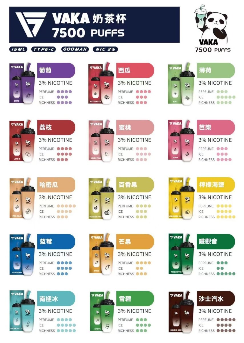 vaka拋棄式7500口 vaka電子煙 奶茶杯拋棄式 vaka一次性電子煙
